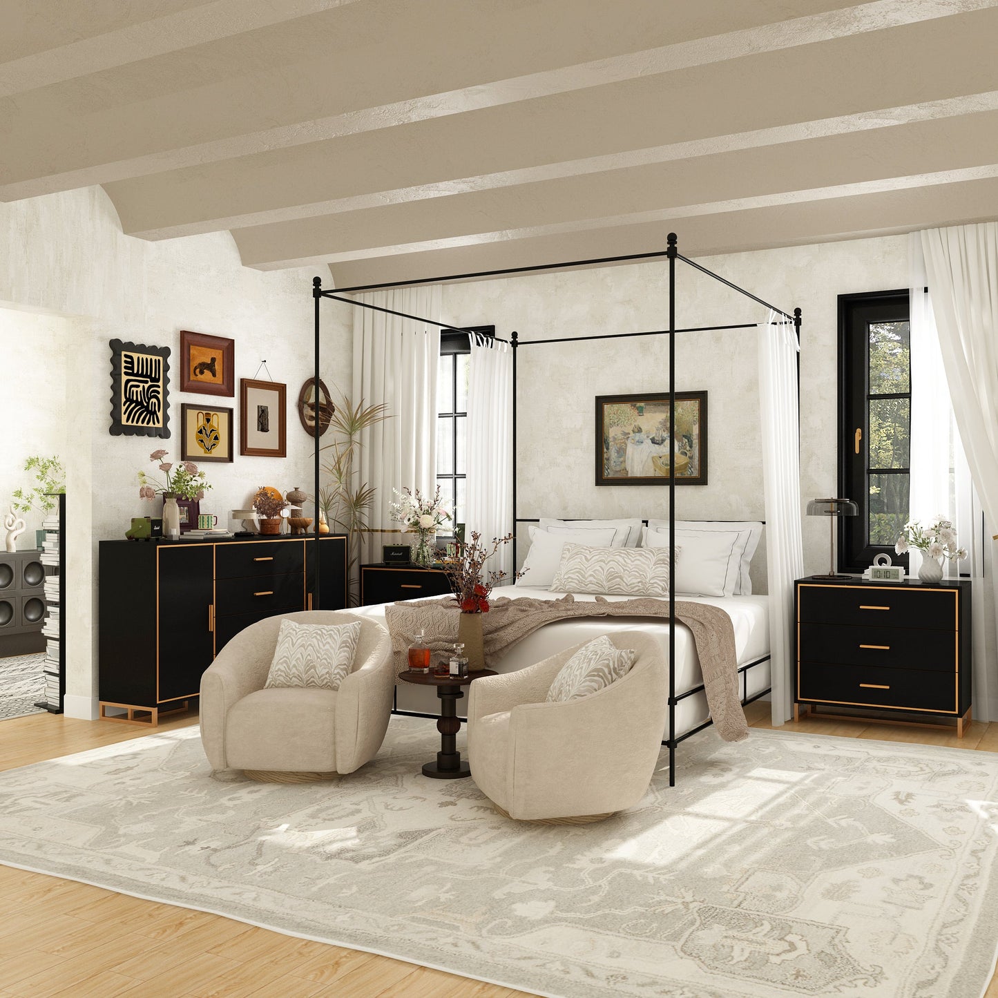 2-Door 4-Drawer Dresser With Adjustable Shelves