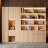 Modular Display Storage Cabinet Set with Drawers and LED Lighting