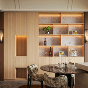 Modular Display Cabinet Set with LED-Lit Shelves and Drawers