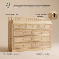 Solid Wood Changing Table with Drawers and Round Knob Handles