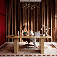 Solid Wood Sculpted Base Office Desk