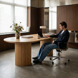 Solid Wood Round Pedestal Office Desk
