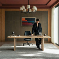 Rounded Edge Wood Grain Desk with Metal Frame