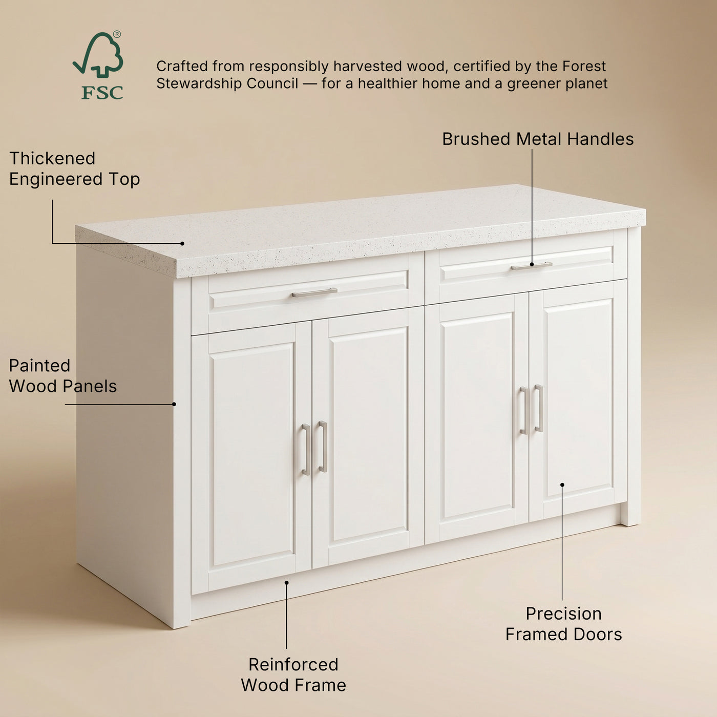 Modern Double-Sided Kitchen Island with Storage and Seating Space