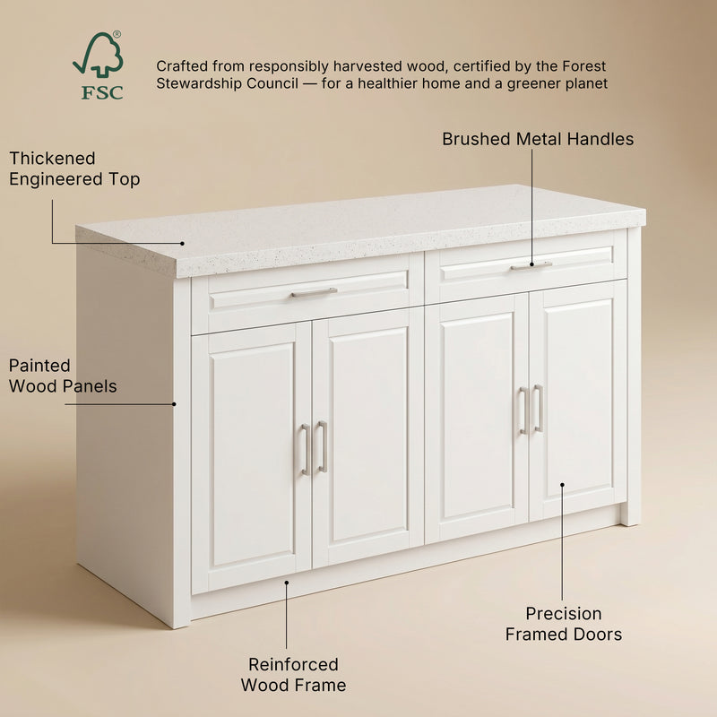 Modern Double-Sided Kitchen Island with Storage and Seating Space
