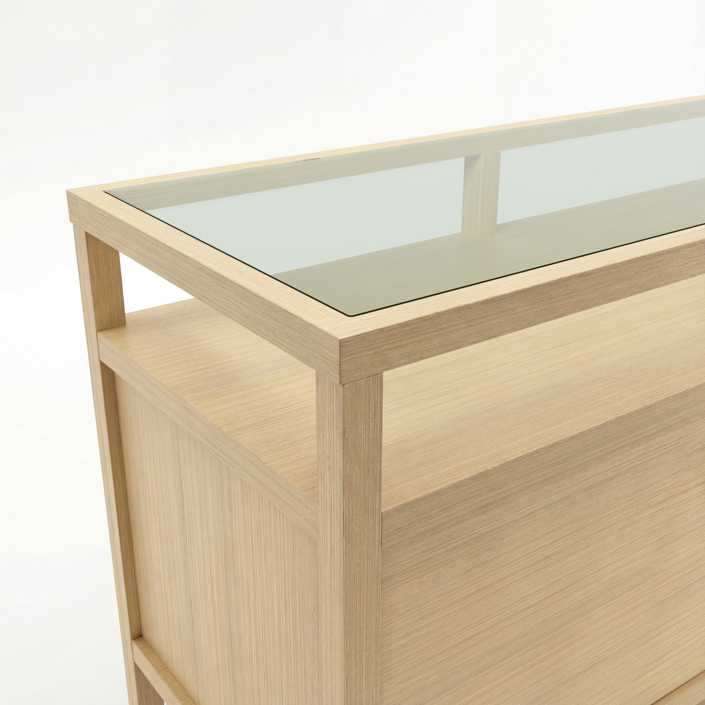 Storage Cabinet with Open Shelf, Drawers and Double Cabinets
