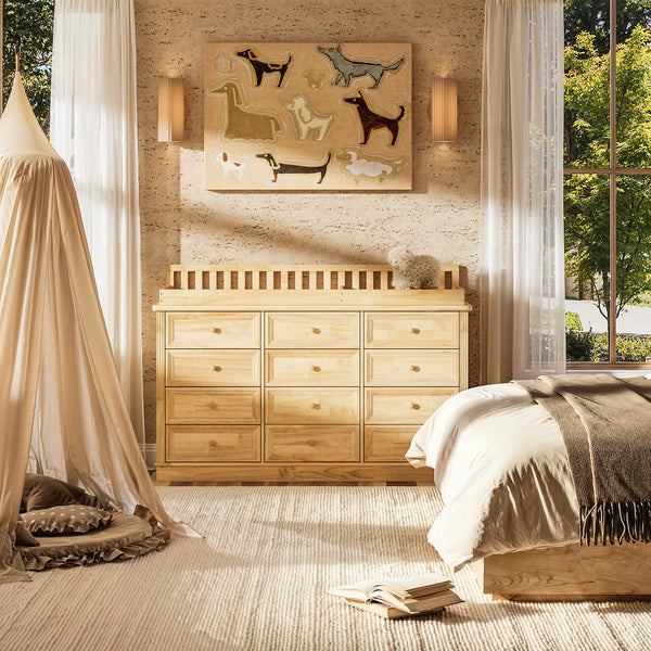 Solid Wood Changing Table with 9 Drawers