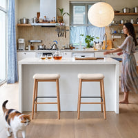 Modern Double-Sided Kitchen Island with Storage and Seating Space-White
