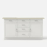 Modern Kitchen Island with Built-In Power Outlet and Dual-Level Tabletop