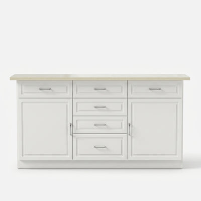 Modern Kitchen Island with Built-In Power Outlet and Dual-Level Tabletop