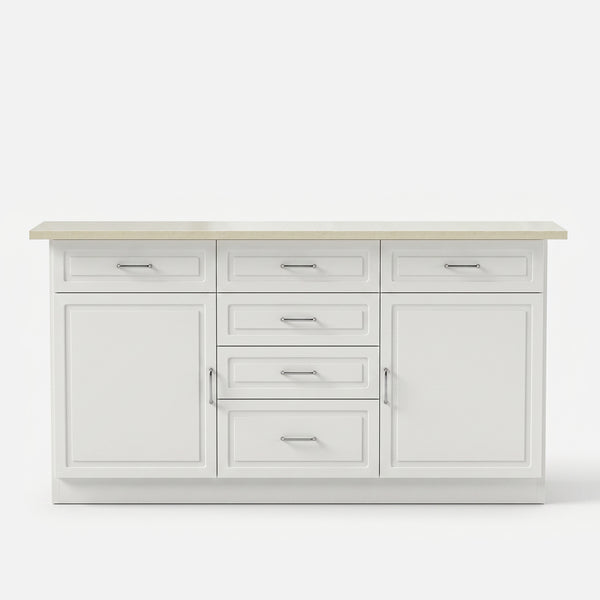 Modern Kitchen Island with Built-In Power Outlet and Dual-Level Tabletop