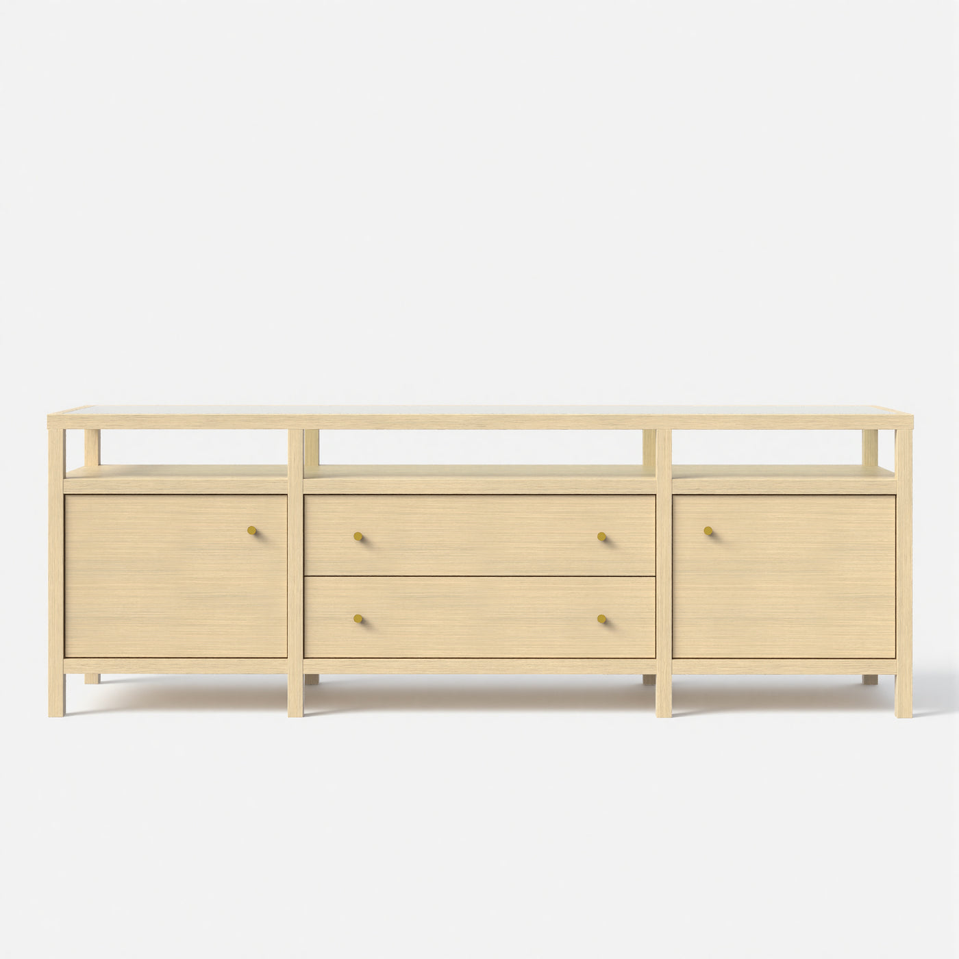 Storage Cabinet with Open Shelf, Drawers and Double Cabinets