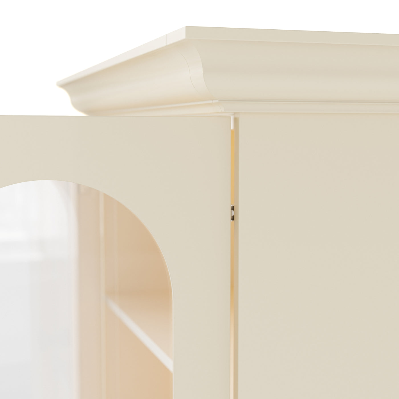 Arched Display Cabinet with Glass Doors and Integrated Lighting