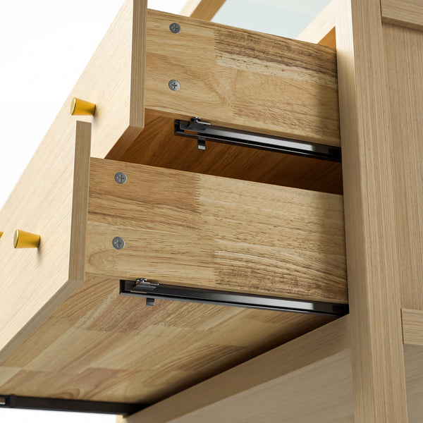 2-Drawer Nightstand with Glass Top