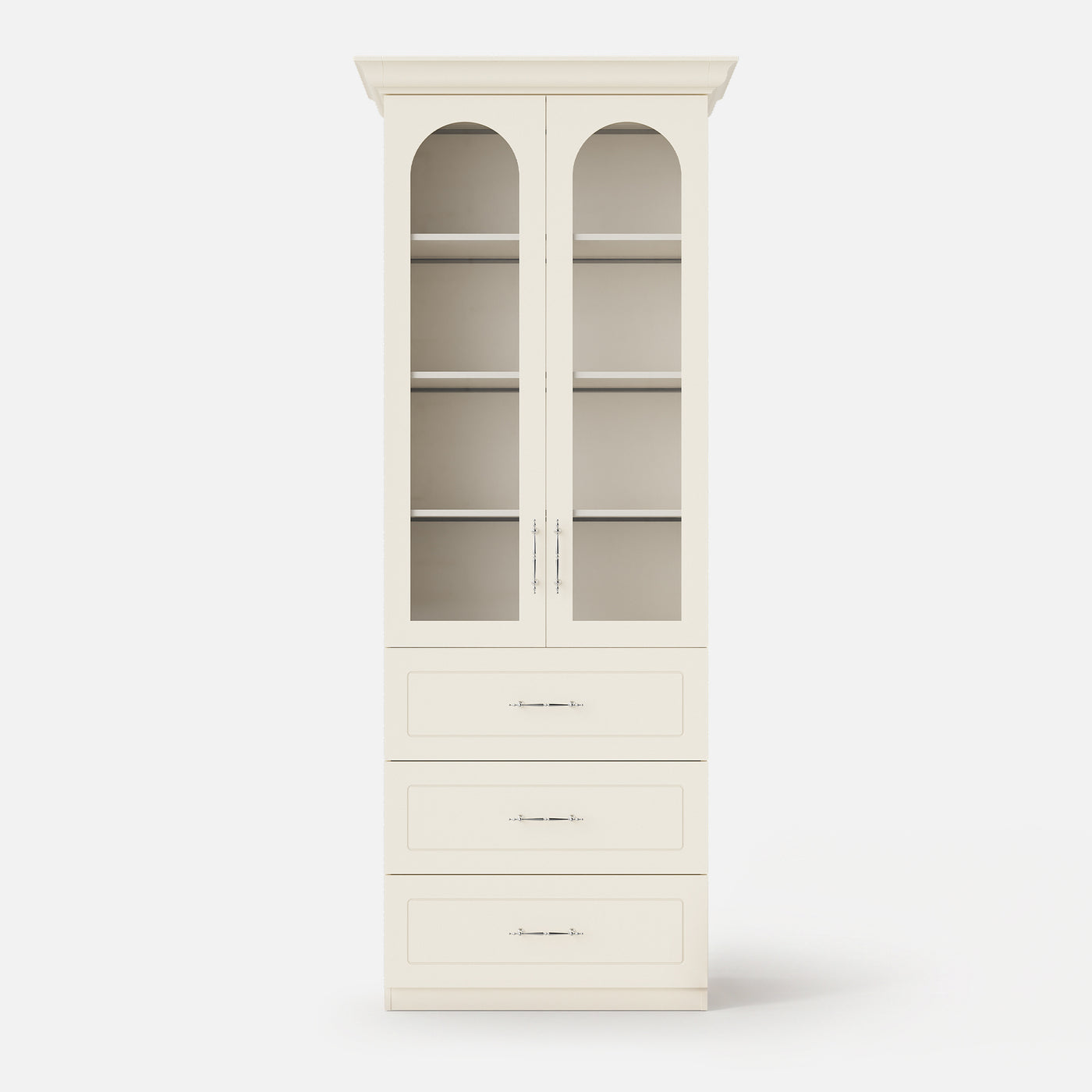 Arched Display Cabinet with Glass Doors and Integrated Lighting