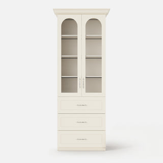 Arched Display Cabinet with Glass Doors and Integrated Lighting