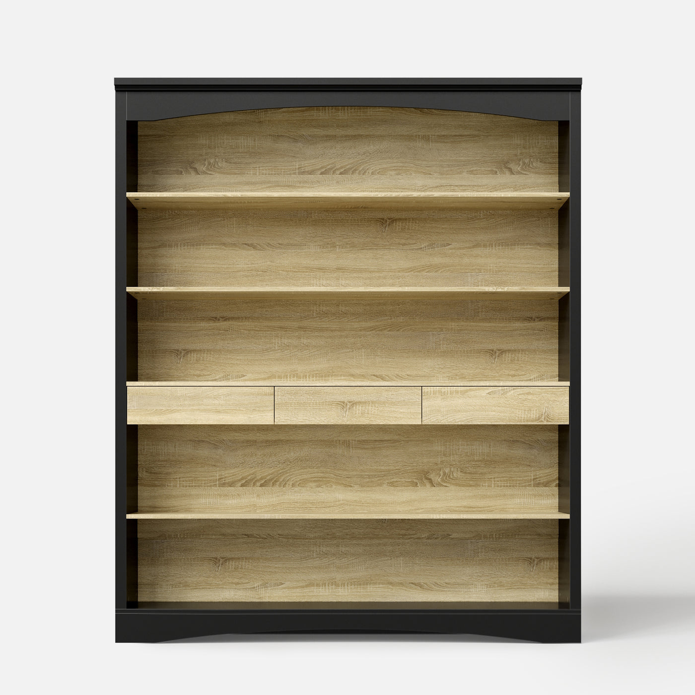 Bookcase and Display Cabinet with 5 Shelves and 3 Drawers