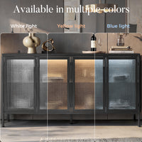 Storage Cabinet with Glass Doors and Metal Frame