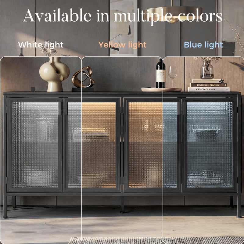 Storage Cabinet with Glass Doors and Metal Frame