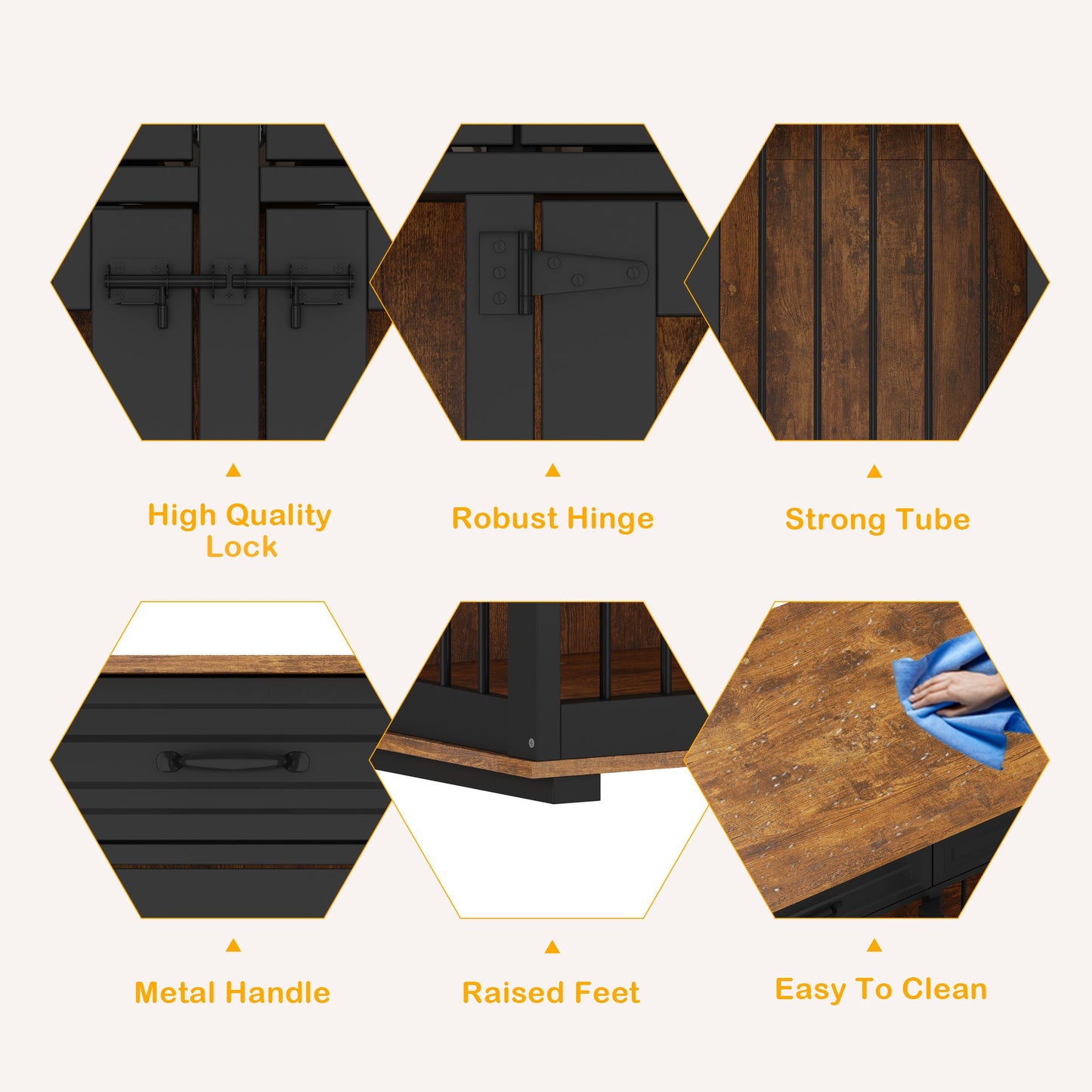 Large Dog Crate Furniture with 4 Drawers and Divider