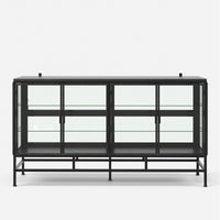 4-Door Display Cabinet with Glass Shelves and Iron Legs