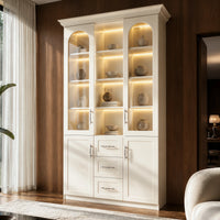 Arched Display Cabinet with Mixed Storage and Integrated Lighting