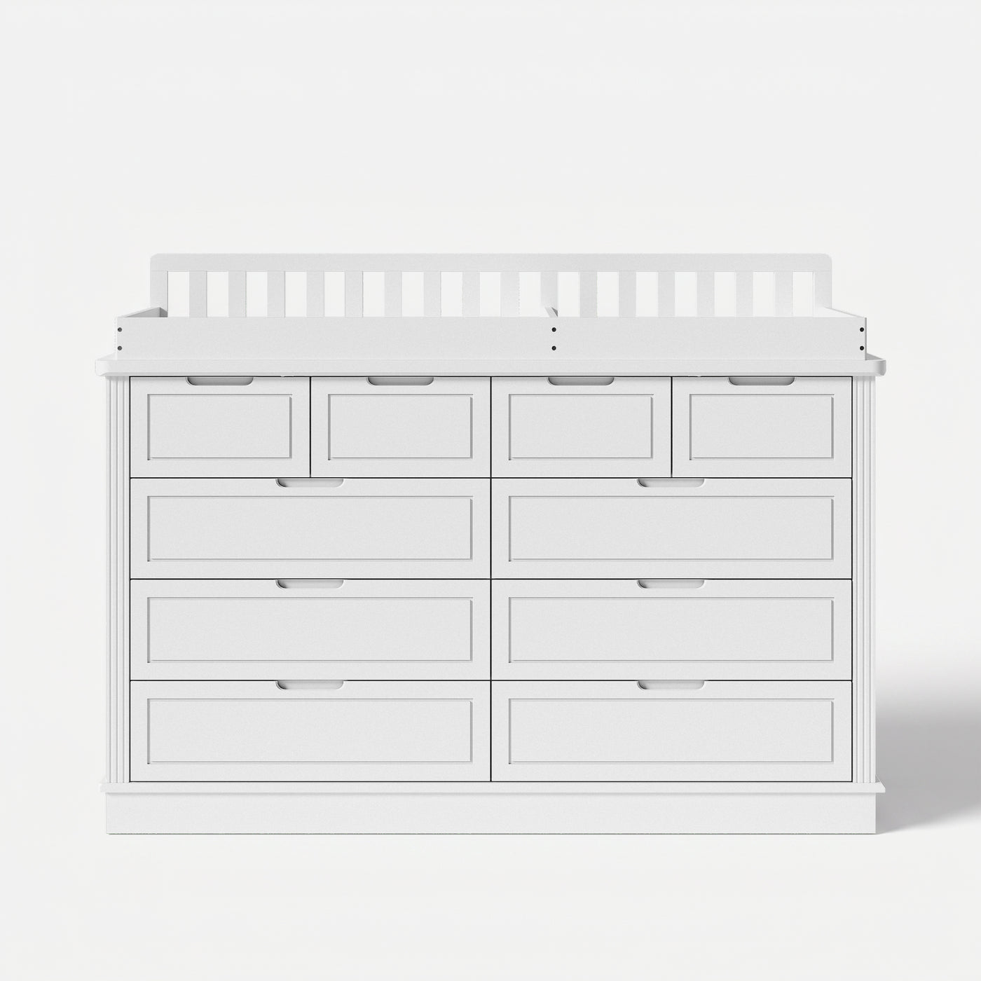 Solid Wood Changing Table with Drawers and Handle-Free Design