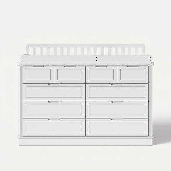 Solid Wood Changing Table with Drawers and Handle-Free Design