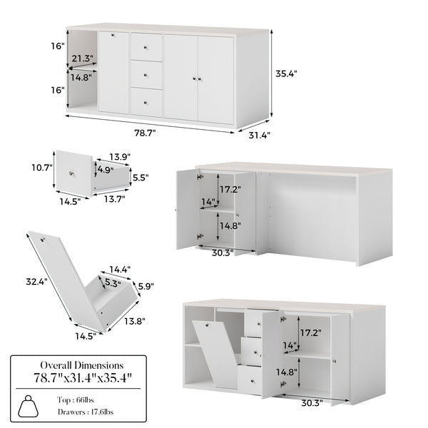 Kitchen Island with Trash Storage and Drawers