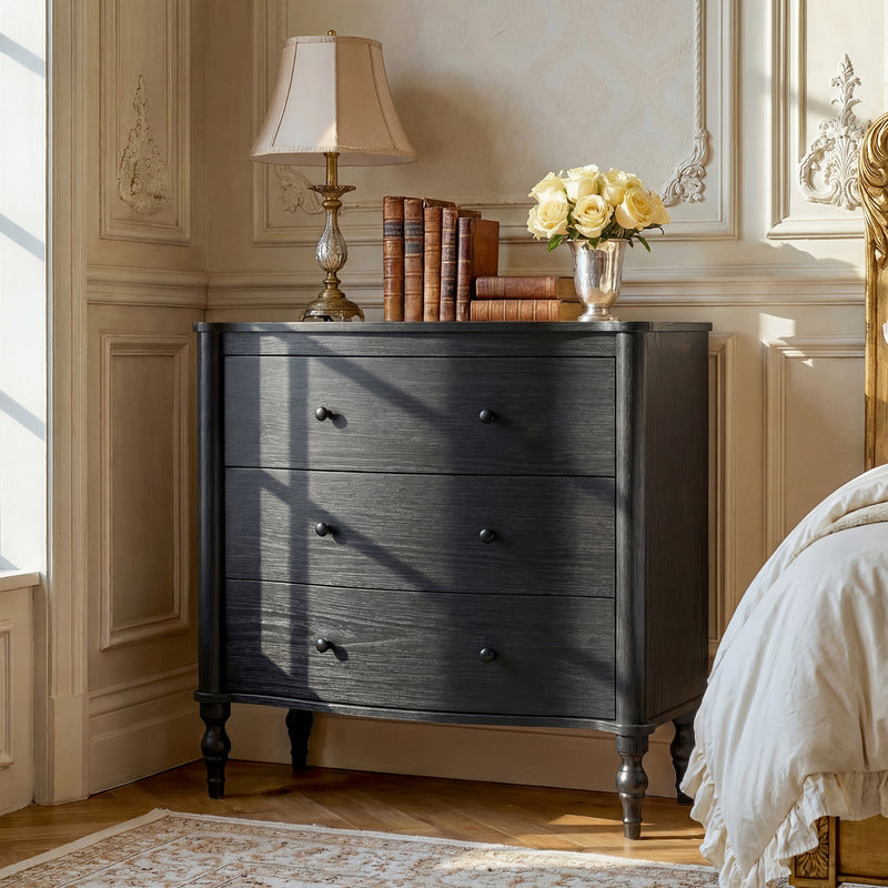 Curva 3-Drawer Nightstand-Black