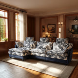 4-Piece Retro-Finished L-Shape Sectional Couches With 5 Pillows And Ottoman