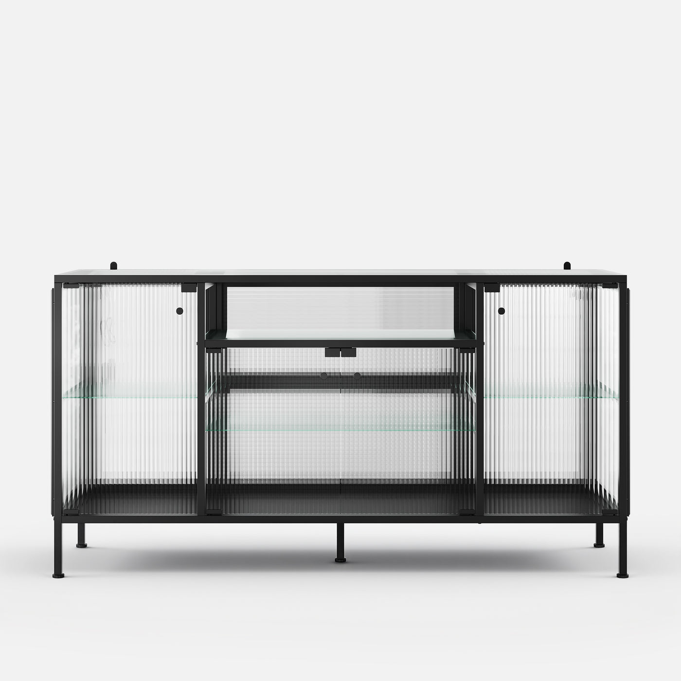 Display Cabinet with LED Lighting and Open Shelving