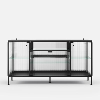 Display Cabinet with LED Lighting and Open Shelving