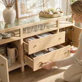 Storage Cabinet with Open Shelf, Drawers and Double Cabinets