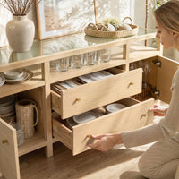 Storage Cabinet with Open Shelf, Drawers and Double Cabinets