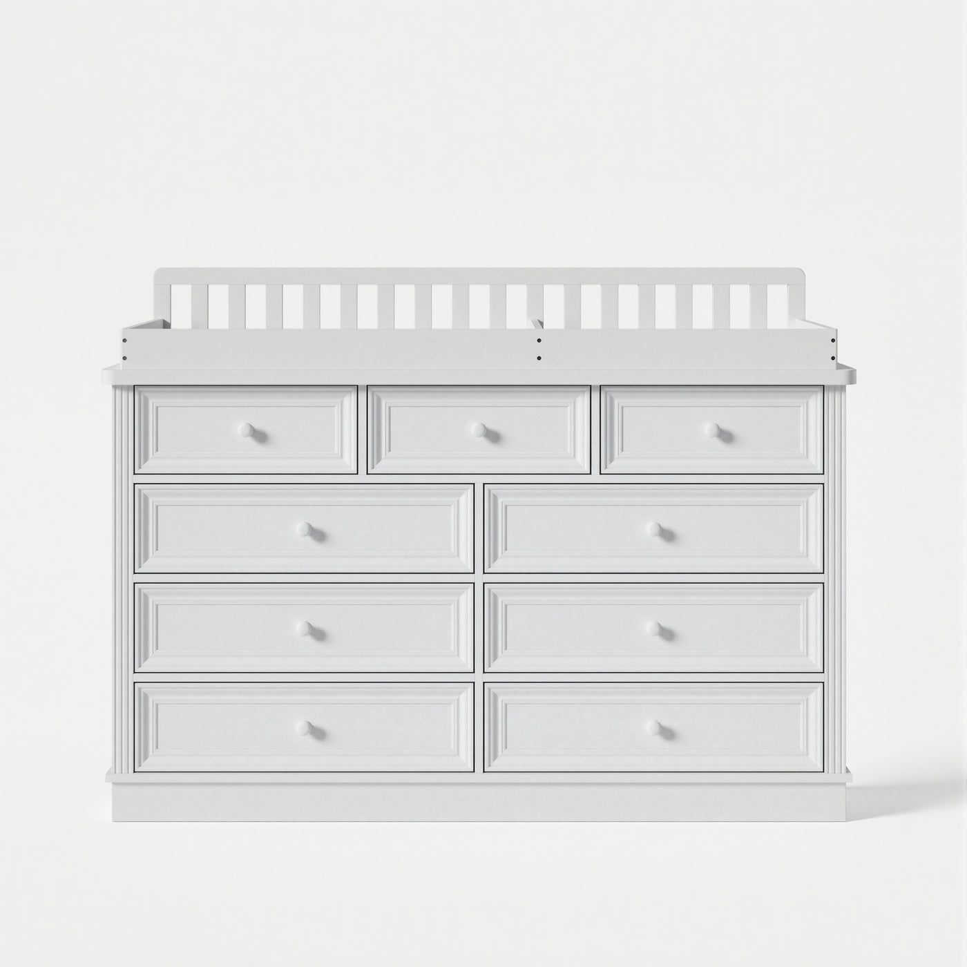 Solid Wood Changing Table with Drawers and Round Knob Handles