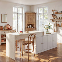 Modern Double-Sided Kitchen Island with Pull-Out Tabletop and Open Shelving