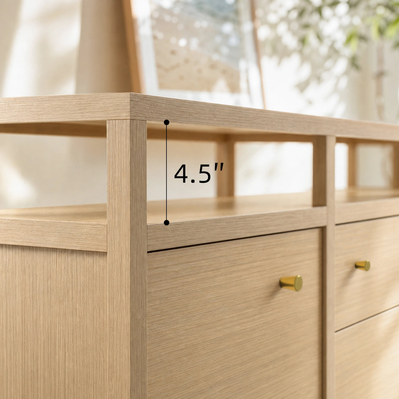 Storage Cabinet with Open Shelf, Drawers and Double Cabinets