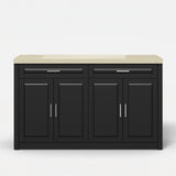 Modern Double-Sided Kitchen Island with Storage and Seating Space-Black