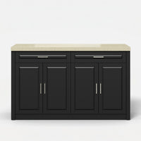 Modern Double-Sided Kitchen Island with Storage and Seating Space-Black