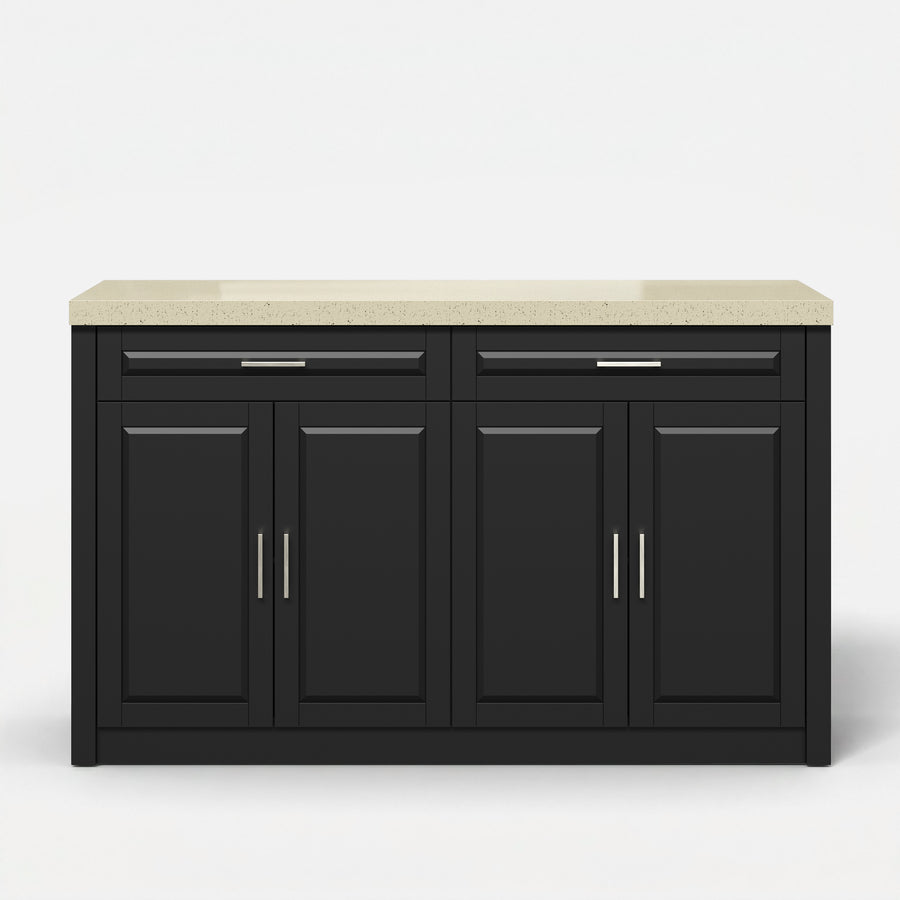 Modern Double-Sided Kitchen Island with Storage and Seating Space-Black