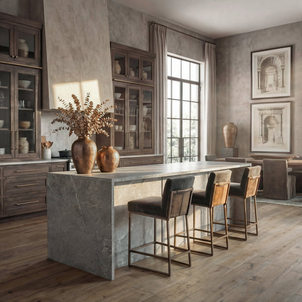 6-Door Kitchen Island with Storage and Seating Space