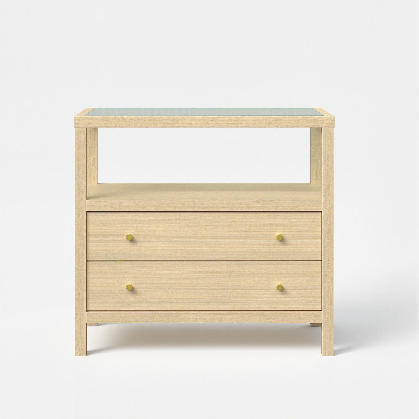 2-Drawer Nightstand with Glass Top