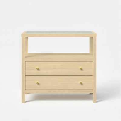 2-Drawer Nightstand with Glass Top