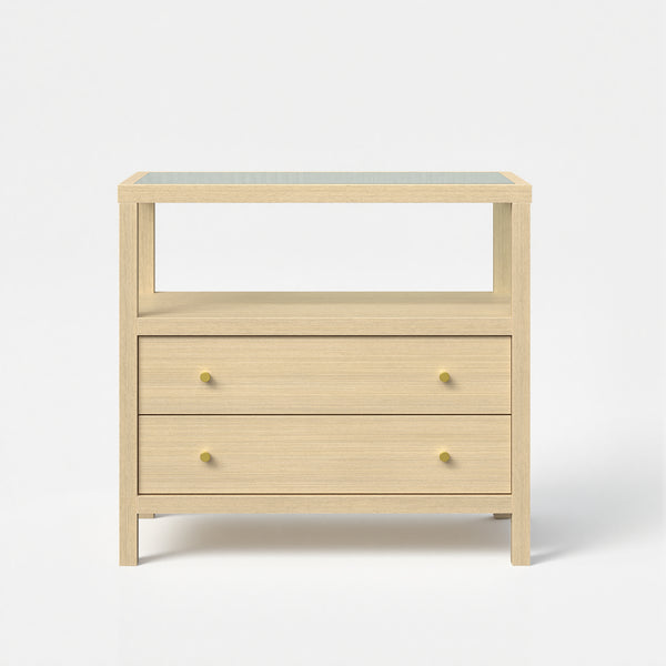 2-Drawer Nightstand with Glass Top