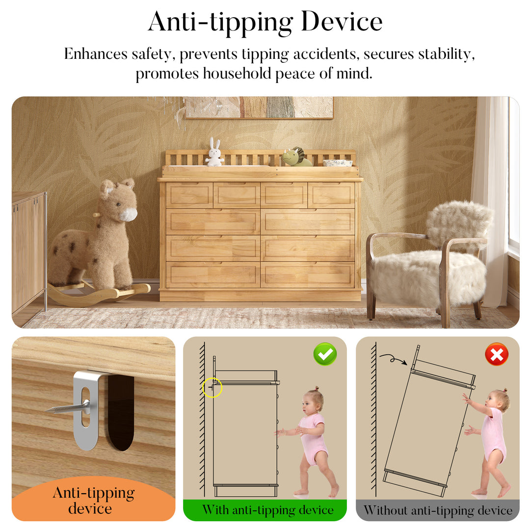 solid wood dresser changing table low voc water-based finish eu Storkcraft Modern Nursery Changing Table Dresser, White main image 0