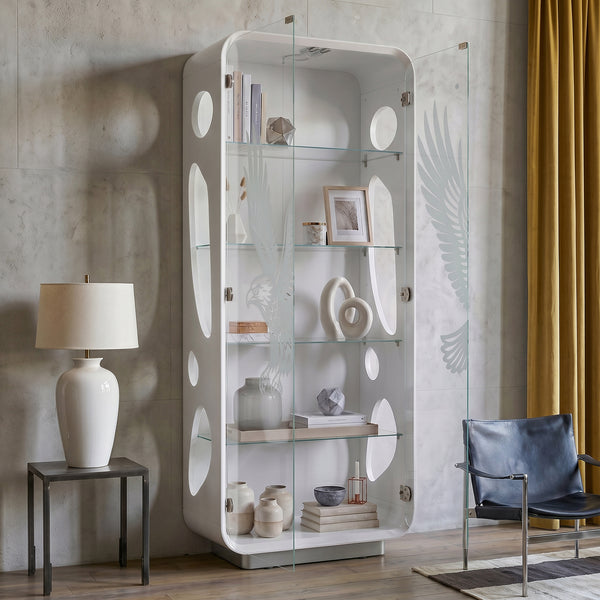 5-Tier Glass Display Cabinet with LED Light