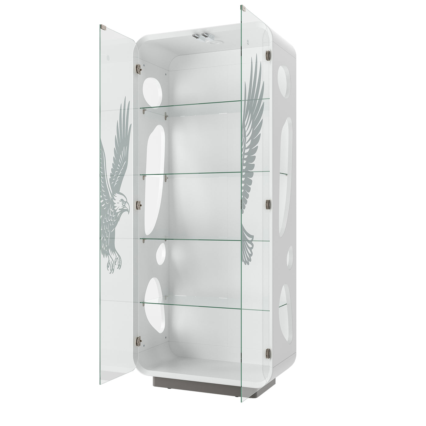 5-Tier Glass Display Cabinet with LED Light