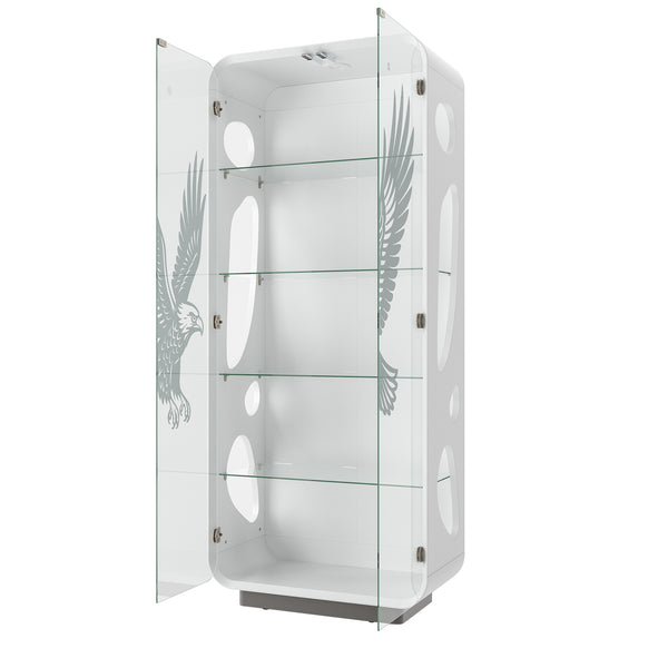 5-Tier Glass Display Cabinet with LED Light
