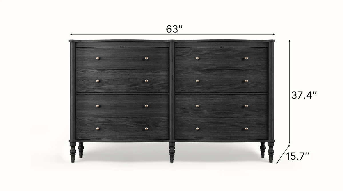 Curva 8-Drawer Double Dresser-Black